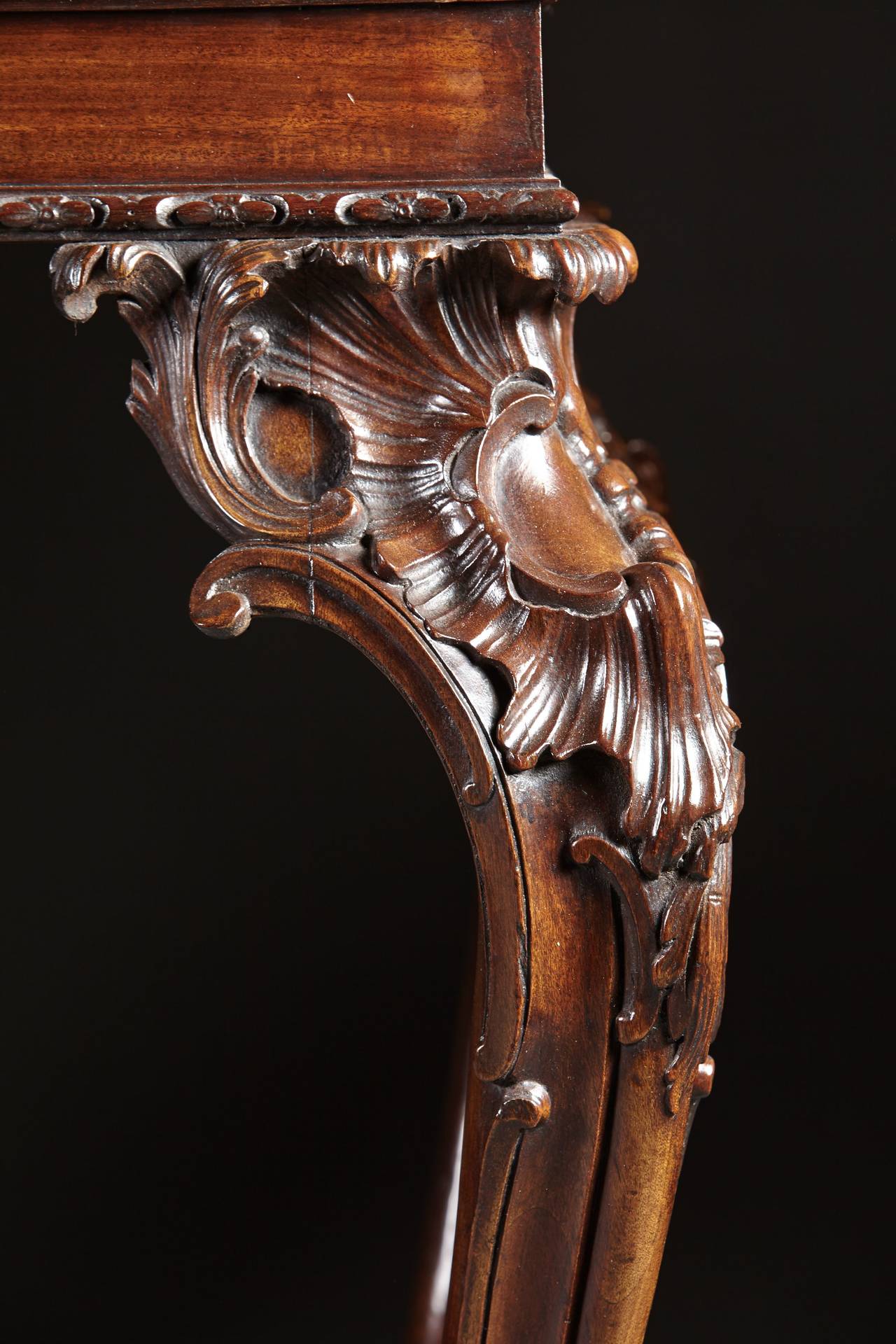 English Very Fine and  Exuberantly Carved Mahogany George II Console, 18th Century
