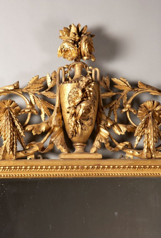 18th Century and Earlier 18th Century Carved Giltwood Pier Mirror For Sale