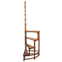 Rare 19th Century English Mahogany Library Steps / Ladder