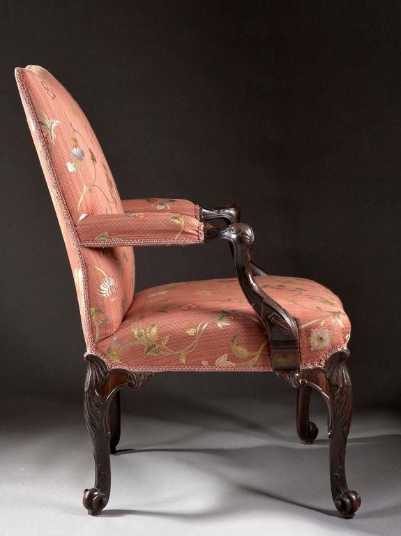 An English Mahogany Rococo Chippendale Gainsborough Armchair 1
