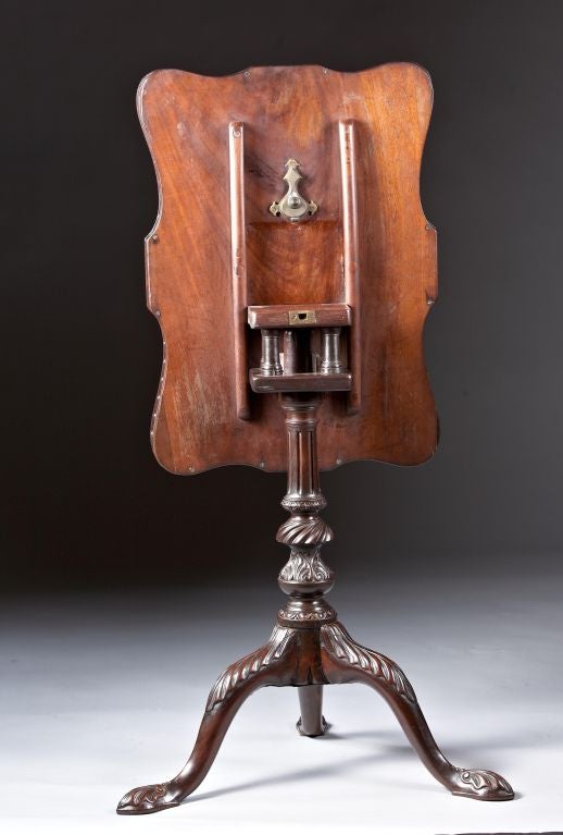 English A George II-III Brass Inlaid Mahogany Gallery Tilt Tea Table