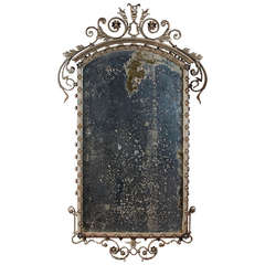 Cast and Forged Steel and Mixed Metal Foliate Border Mirror