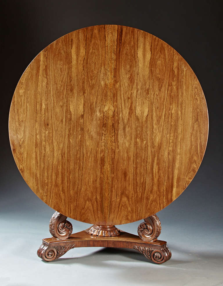 British An Exceptional English Regency Rosewood Round Tilt-top Table For Sale