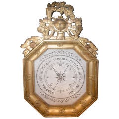 French Empire Period Giltwood Octagonal Barometer