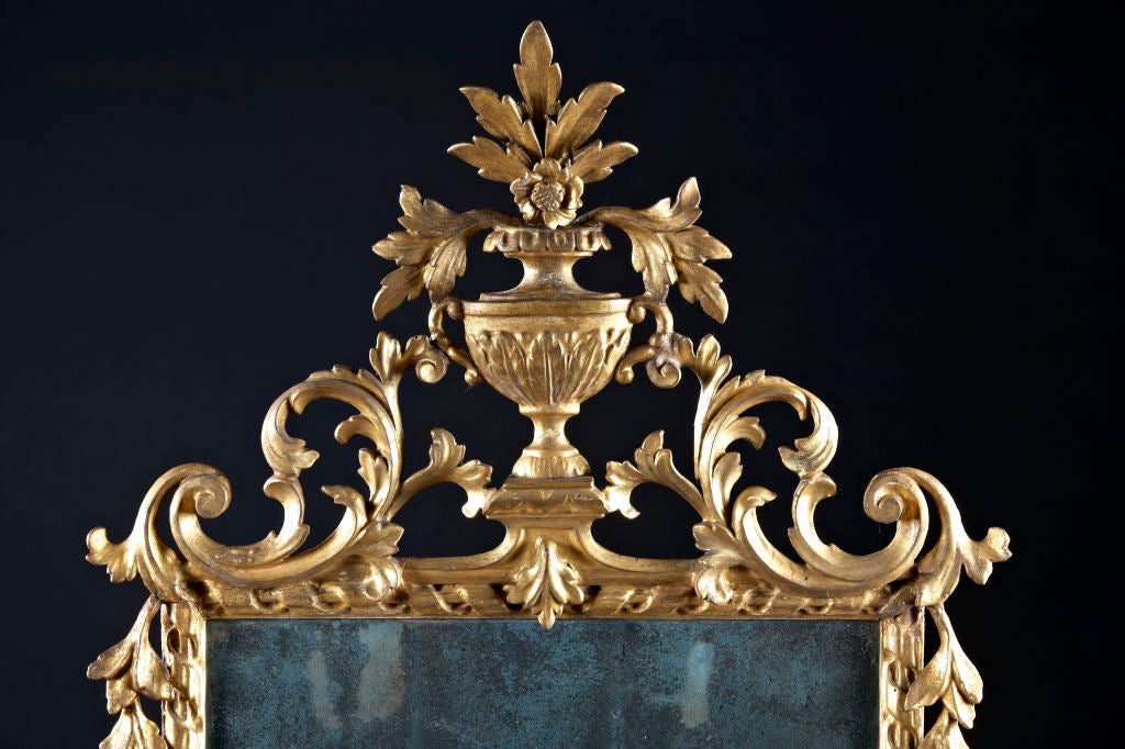 18th Century and Earlier 18th Century Italian Neo-Classic Carved Giltwood Mirror For Sale