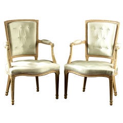 A Fine Pair of George III Painted Armchairs, Fauteuils