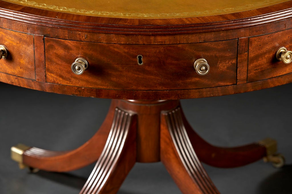18th Century and Earlier An English Sheraton Mahogany Drum Library Table