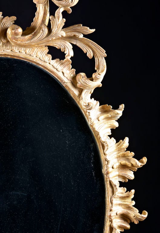 An Oval Giltwood English Chippendale Mirror 2