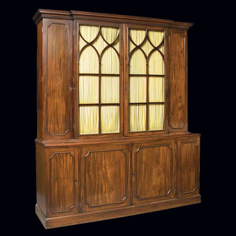 A George III Mahogany Breakfront Bookcase, English 18th Century