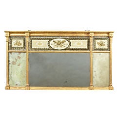 Antique A Giltwood and reverse Painted Regency Period Overmantle Mirror