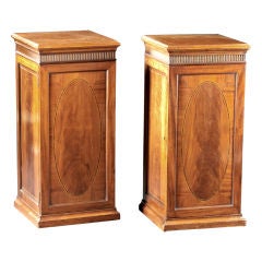 A Pair of Georgian Mahogany Inlaid Pedestal Cabinets