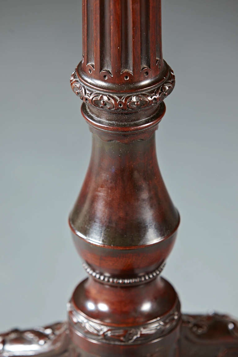 Wonderful 18th Century George II Carved Mahogany Candlestand For Sale 1