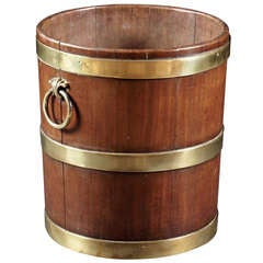 A Distinctive English Brass Bound Mahogany Peat Bucket Circa 1800