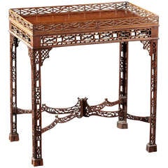 18th Century Diminutive English Mahogany Fretwork Tea Table