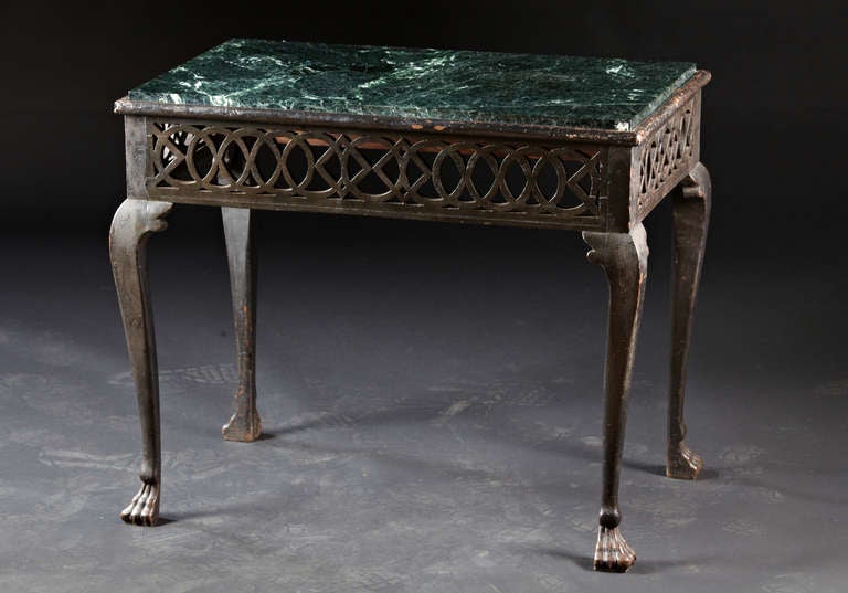 A Rare 18th Century Painted American Marble Top Side Table
