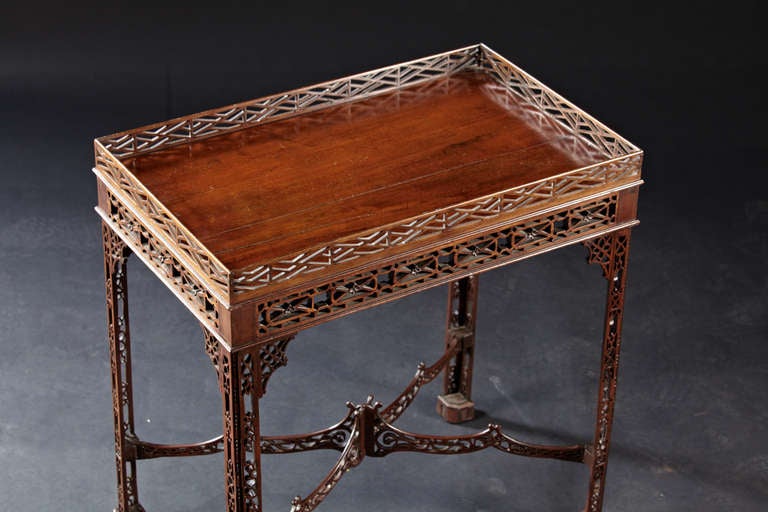 18th Century Diminutive English Mahogany Fretwork Tea Table 2