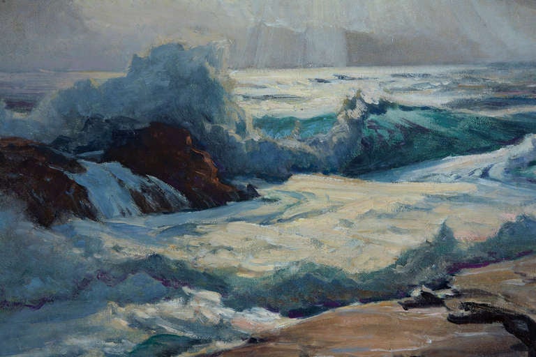 American An Oil on Canvas Seascape by Frederick Waugh 1861-1940