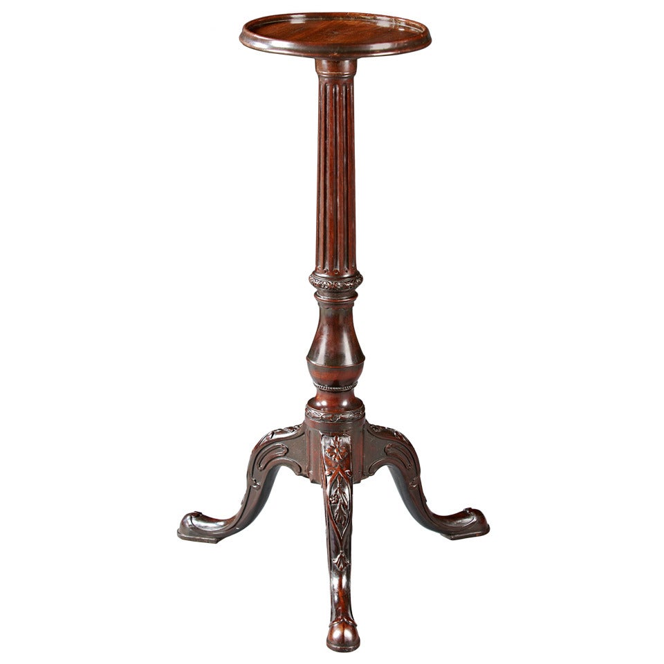 Wonderful 18th Century George II Carved Mahogany Candlestand For Sale