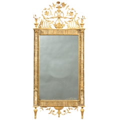 Antique An 18th Century Marble Veneer Neoclassic Giltwood Bilboa Mirror