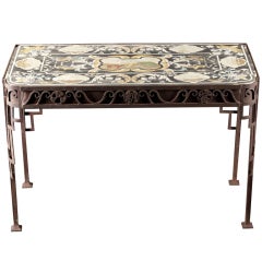 A Rare Italian Scagliola Top Console with Iron Base
