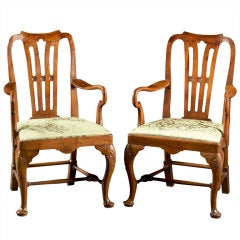 A Fine Pair of 18th Century Walnut  George II  Armchairs