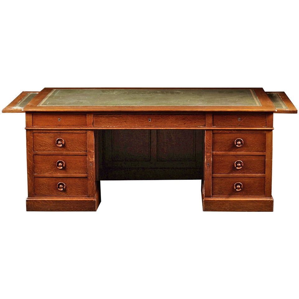 A Large 19th Century Oak pedestal Partners Desk