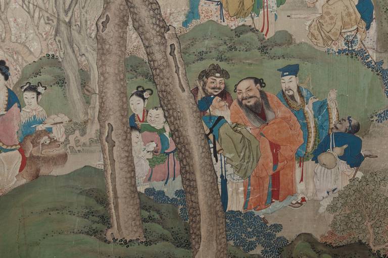 18th Century and Earlier Large 18th Century Chinese Painted Paper Panel 