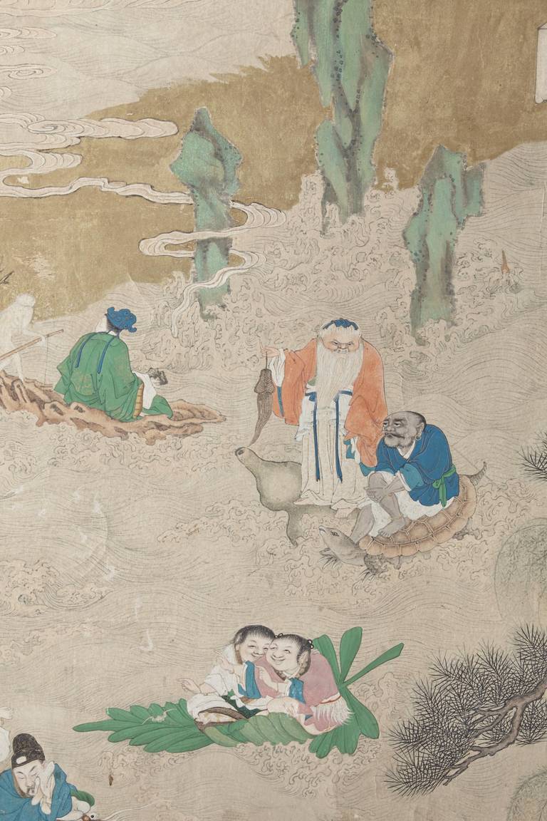 Large 18th Century Chinese Painted Paper Panel 