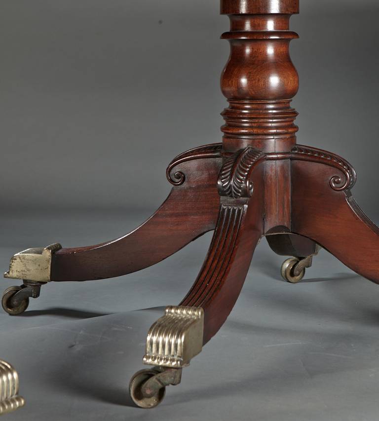 19th Century Bold and Beautiful Regency Mahogany, Three Pedestal Dining Table For Sale