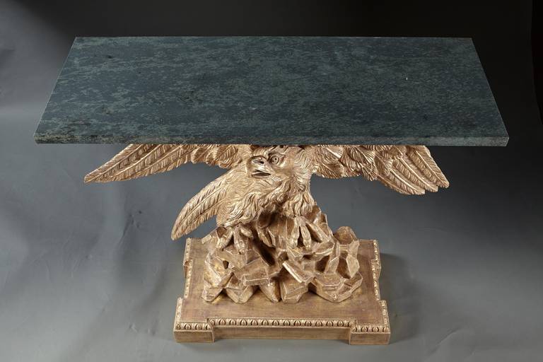 Regency Period Carved and Gilded Eagle Console Table In Excellent Condition In Woodbury, CT