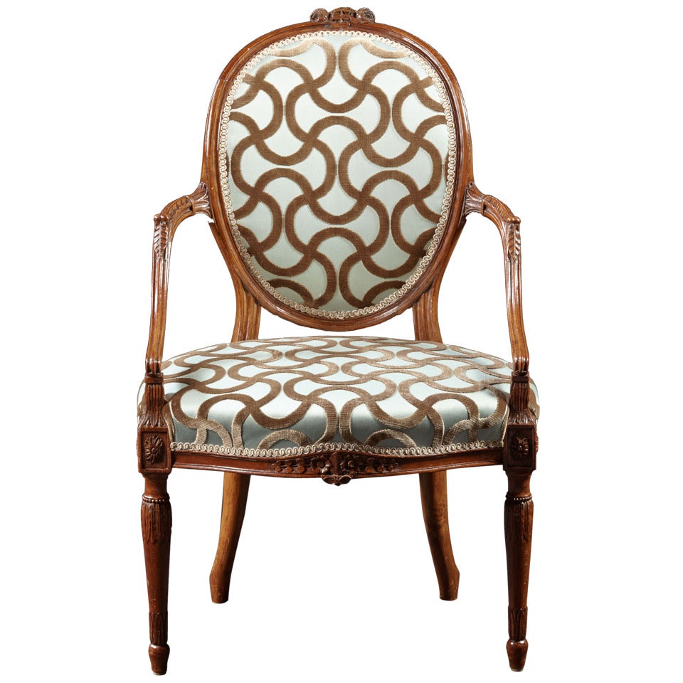 A George Iii Carved Mahogany Hepplewhite Armchair For Sale