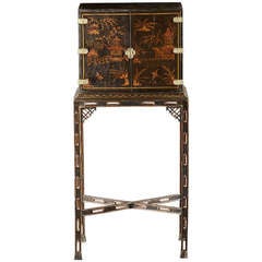 Small Lacquered Cabinet on Frame, English, circa 1800