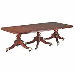 Bold and Beautiful Regency Mahogany, Three Pedestal Dining Table