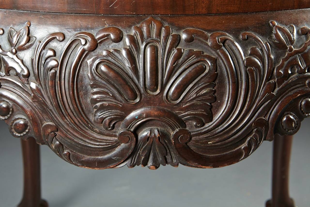 19th Century Irish Cellarette in Carved Mahogany with Shell Collection Interior For Sale