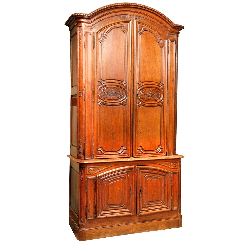 An 18th Century French Louis XV Carved Oak Cabinet For Sale