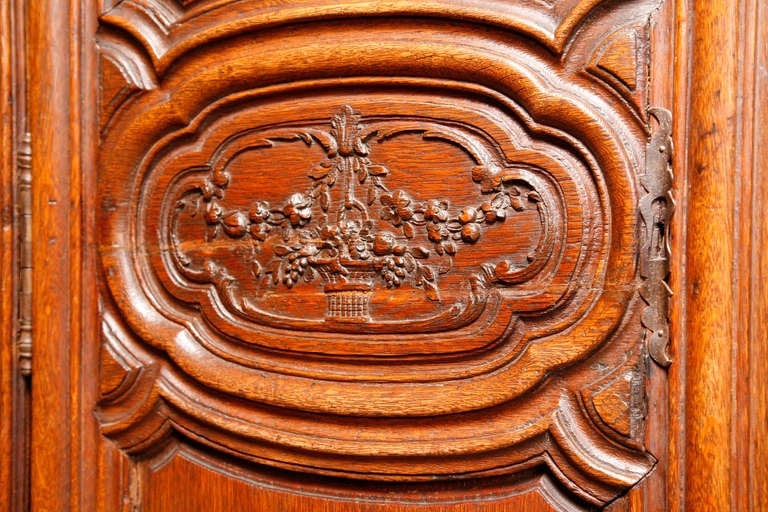18th Century and Earlier An 18th Century French Louis XV Carved Oak Cabinet For Sale