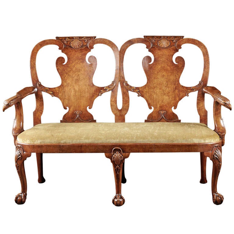 A Very Fine Early Georgian Carved Walnut Settee Circa 1735 2