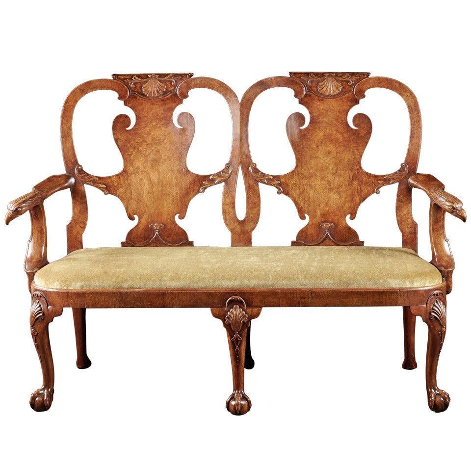 A Very Fine Early Georgian Carved Walnut Settee Circa 1735