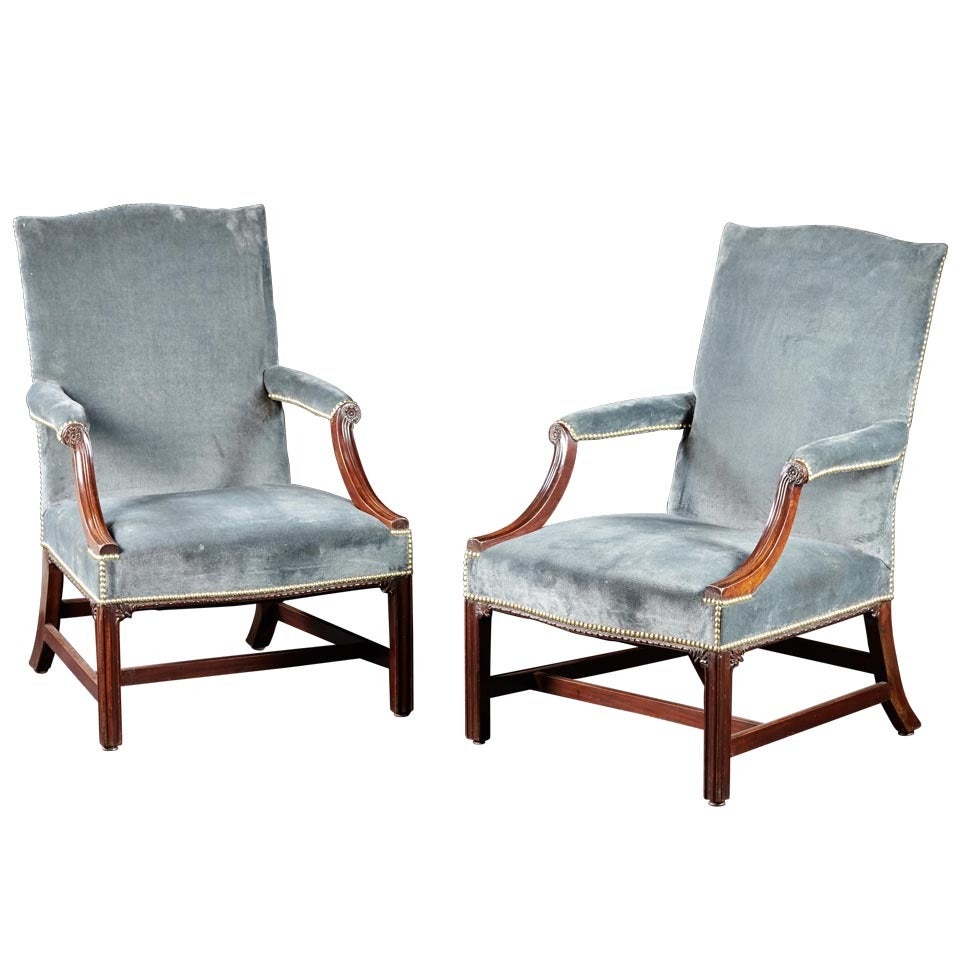 A Fine Pair of Chippendale mahogany Gainsborough Chairs