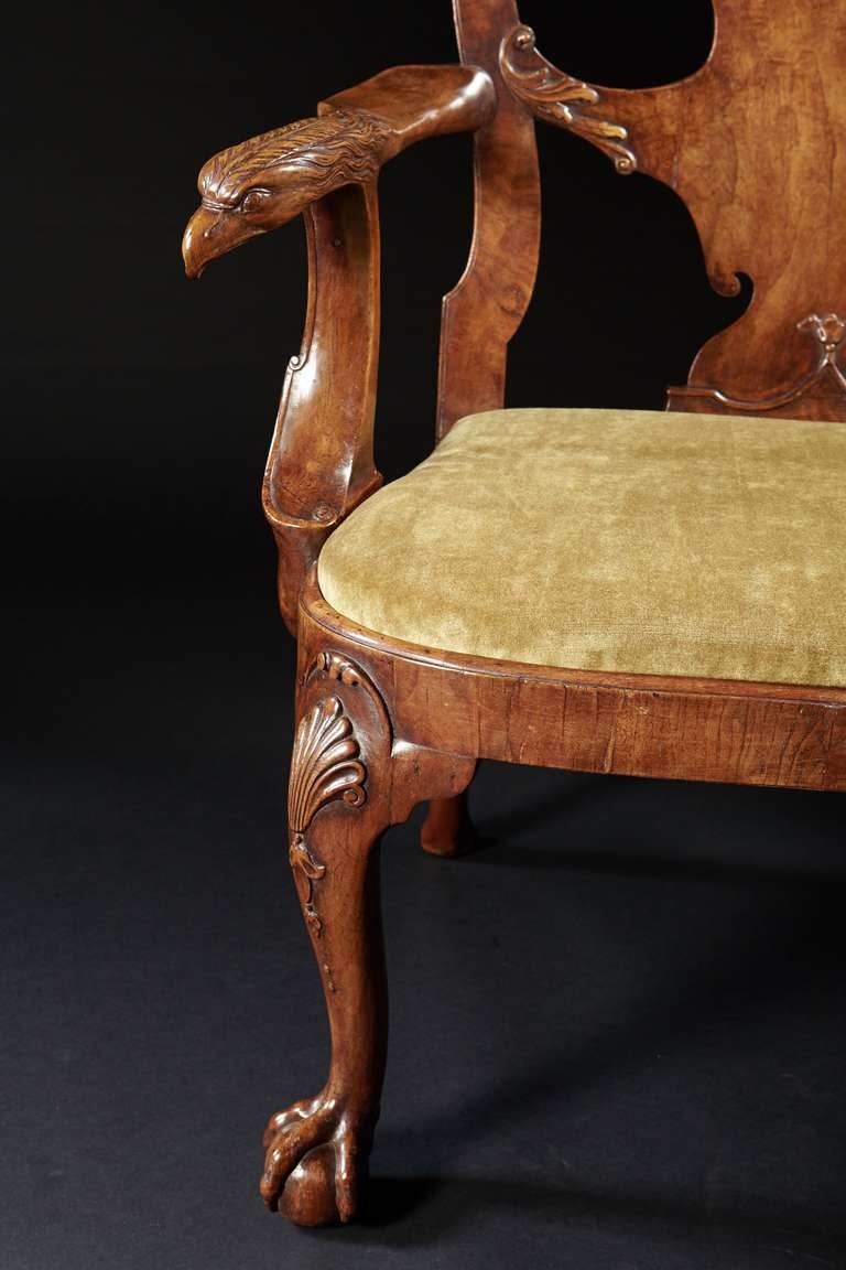 George II A Very Fine Early Georgian Carved Walnut Settee Circa 1735