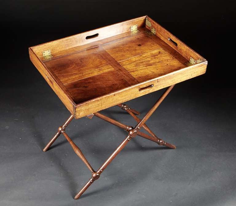 British A First Quality English Mahogany Butler's Tray on Stand, Circa 1800
