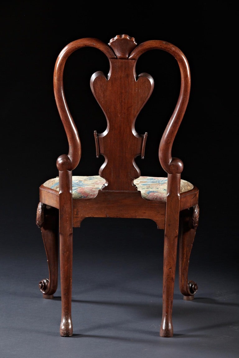 18th Century and Earlier A Rare Pair of George II Eagle and Shell Carved Walnut Side Chairs
