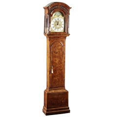 A George II Burl Walnut Tall Case London Clock with Moon Phase