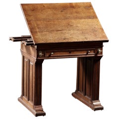 An Arts and Crafts Period Oak Drafting Table with Adjustable Slope