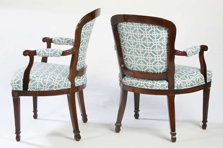 Pair of English George III armchairs in the Adam style