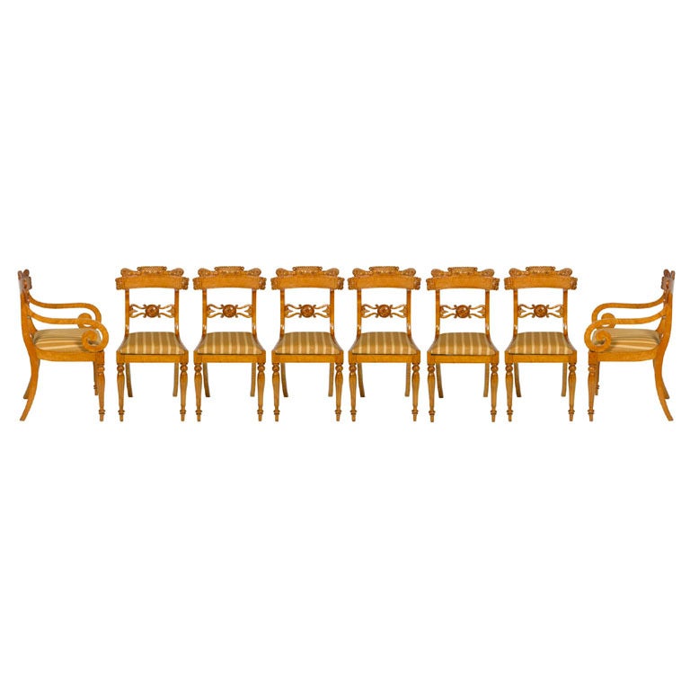 Set of Eight Russian Classical Dining Chairs For Sale