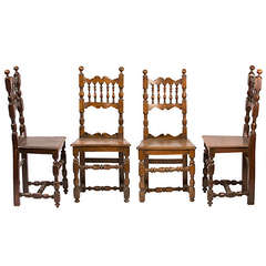 Assembled set of 4 Italian 17th century sidechairs 10