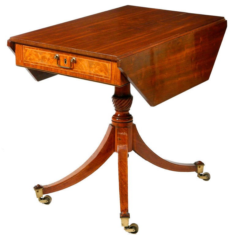 Regency Pedestal Base Pembroke Table For Sale