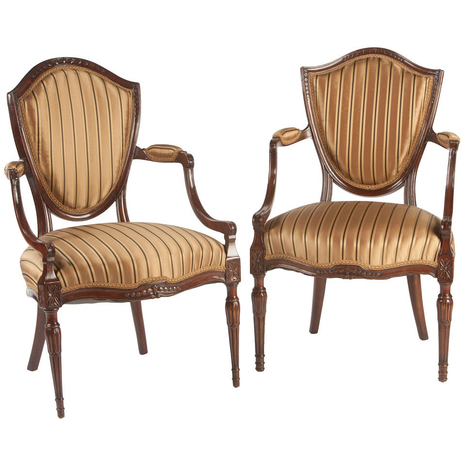 Hepplewhite Shield-Back Armchairs For Sale