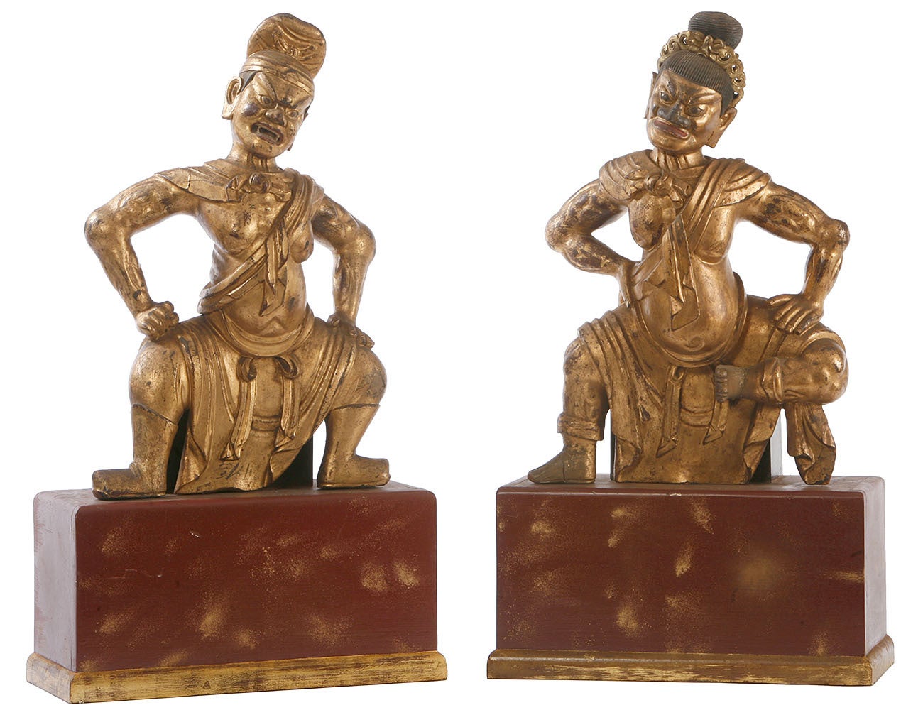 Pair of Chinese Temple Guardians Sculptures For Sale
